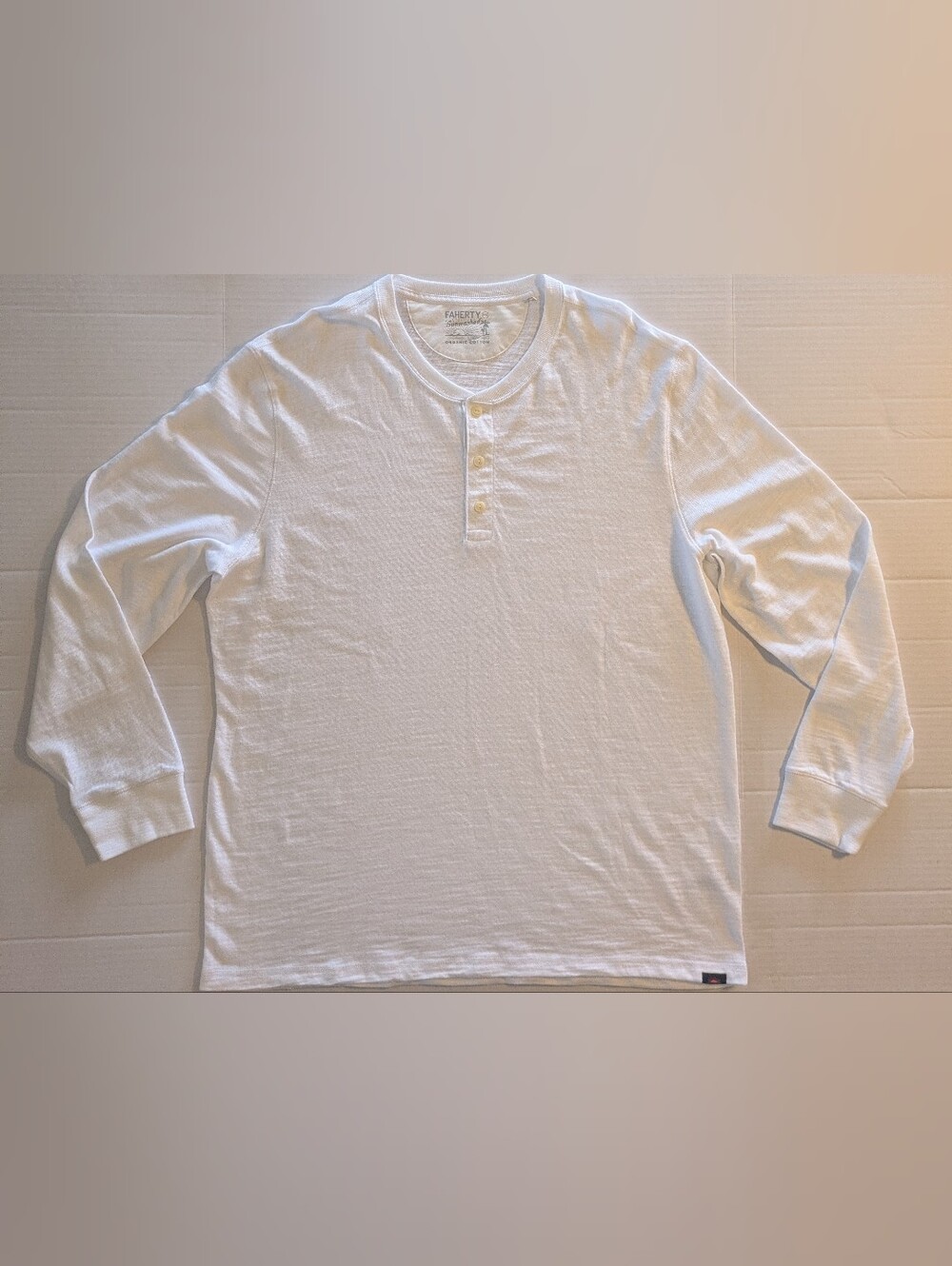 Faherty Men's White Long-Sleeve Henley- XXL (NWOT)